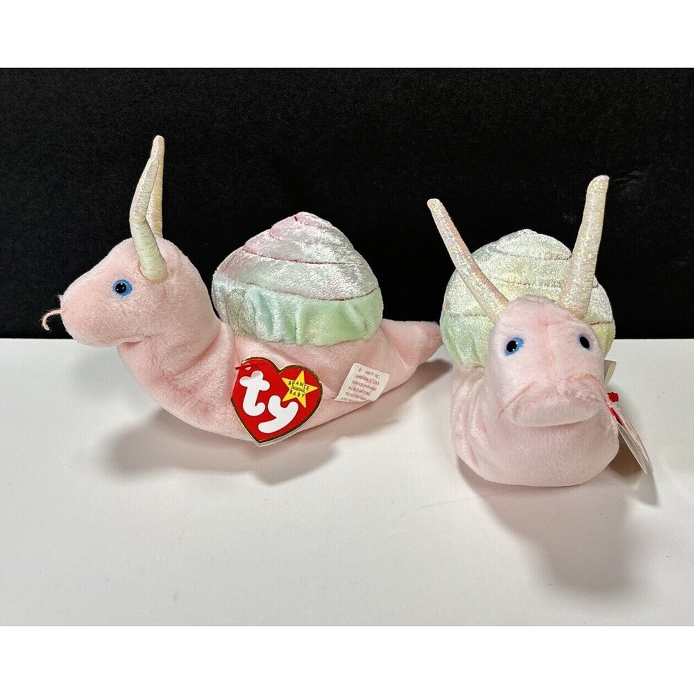 Ty Beanie Baby Swirly the Snail X 2 Manufactured 1999 with Hang Tangs